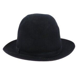 VTG Burberrys Womens Medium M Dark Navy Blue Bowler Derby Hat Made in England